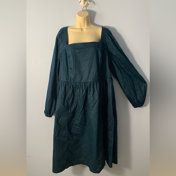 Ava + Viv inky indigo teal square neck puff long sleeve midi dress 2x moody fall - Picture 2 of 5